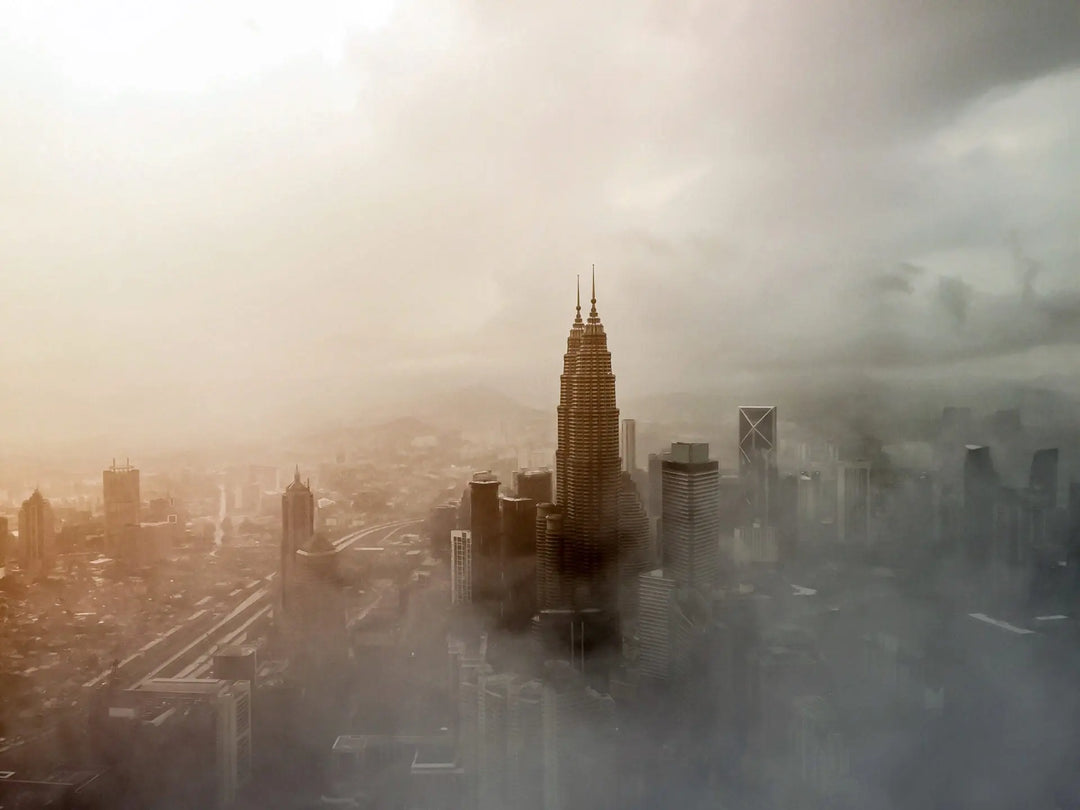 Ciudades con contaminación atmosférica visible que afecta a la salud.