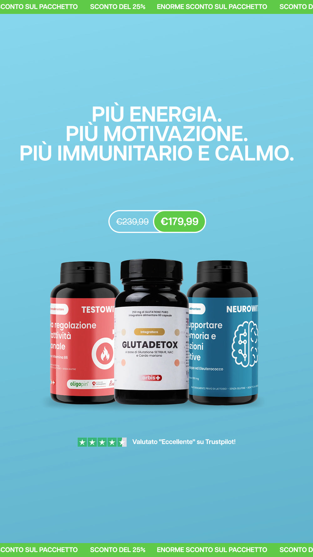 ⚡ ENERGÍA Y MOTIVACIÓN: 2x TESTOWIT + 2x NEUROWIT + 2x GLUTADETOX - ORBIS Lifestyle